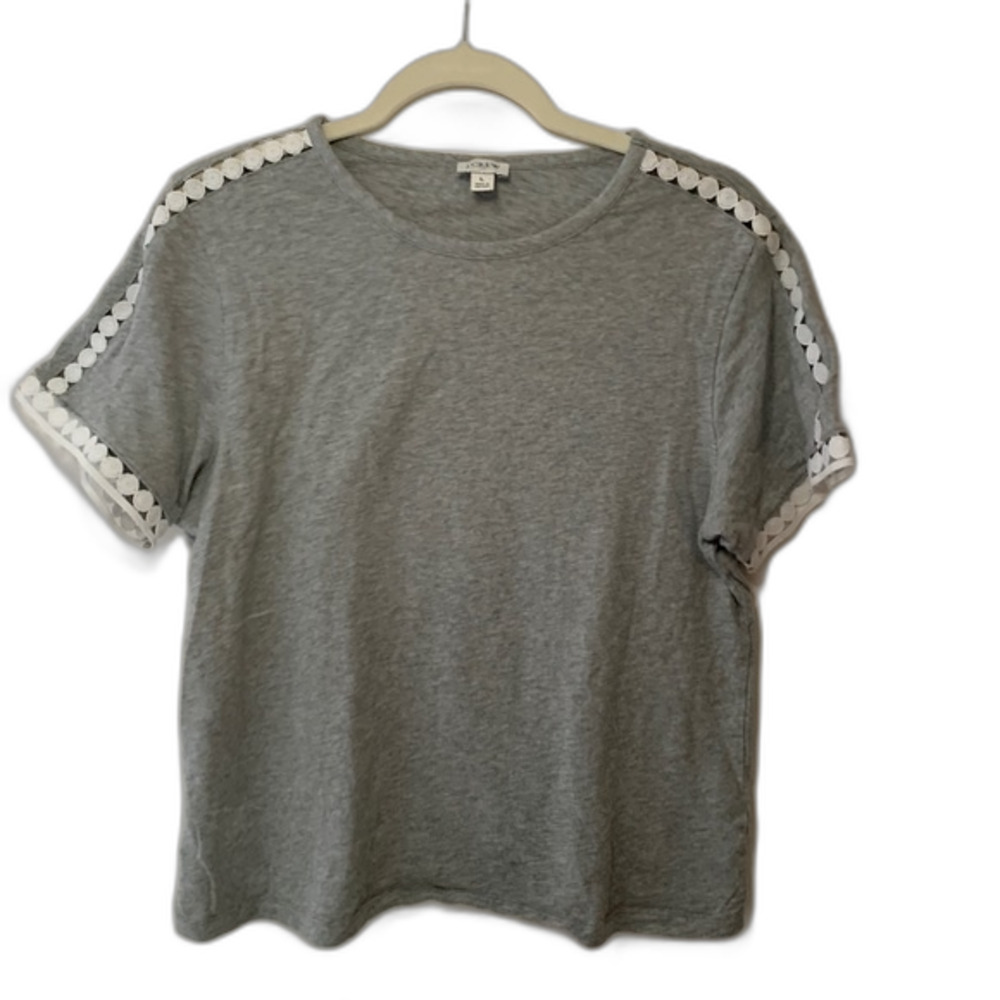 J. Crew Gray Women’s Short Sleeve Top with Eyelet Trim Size L